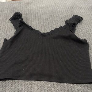 🟢10/$10 - Black Lace Trim Tank Top